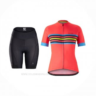 2021 Ropa Ciclismo Mujer Bontrage Naranja Mangas Corta y Culotte Corto