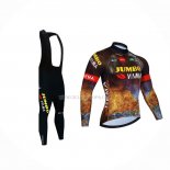2022 Ropa Ciclismo Jumbo Visma Negro Naranja Mangas Largas y Culotte Largo