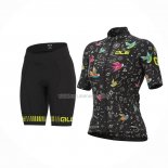 2022 Ropa Ciclismo Mujer ALE Negro Multicolore Mangas Cortas y Culotte Corto