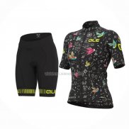 2022 Ropa Ciclismo Mujer ALE Negro Multicolore Mangas Cortas y Culotte Corto