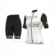 2022 Ropa Ciclismo Mujer ALE Rosa Blanco Mangas Corta y Culotte Corto
