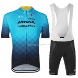 2023 Ropa Ciclismo AStana Azul Negro Mangas Cortas y Culotte Corto