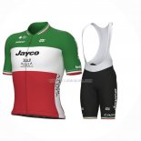 2023 Ropa Ciclismo Jayco Alula Italia Campeon Verde Blanco Rojo Mangas Cortas y Culotte Corto