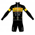 2023 Ropa Ciclismo Lotto-kern Haus Negro AMarillo Mangas Largas y Culotte Largo
