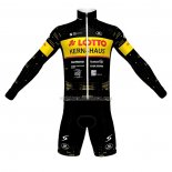2023 Ropa Ciclismo Lotto-kern Haus Negro AMarillo Mangas Largas y Culotte Largo