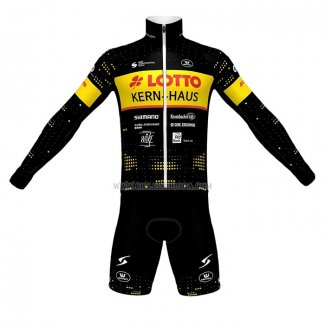 2023 Ropa Ciclismo Lotto-kern Haus Negro AMarillo Mangas Largas y Culotte Largo