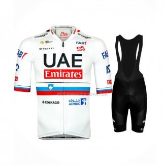 2024 Ropa Ciclismo UAE Slovenia Campeon Blanco Mangas Cortas y Culotte Corto