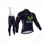 2015 Ropa Ciclismo Movistar Negro Mangas Largas y Culotte Lunga