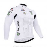 2015 Ropa Ciclismo Tour De France Blanco Mangas Largas y Culotte Lunga