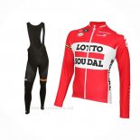 2016 Ropa Ciclismo Lotto Soudal Blanco Rojo Mangas Largas y Culotte Lunga
