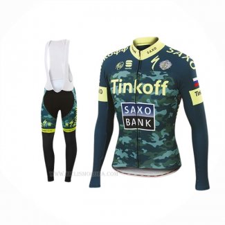 2016 Ropa Ciclismo Tinkoff Saxo Bank Amarillo Verde Mangas Largas y Culotte Lunga