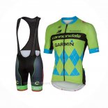 2017 Ropa Ciclismo Cannondale Verde Azul Mangas Corta y Culotte Corto