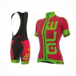 2017 Ropa Ciclismo Mujer ALE Rosa Verde Mangas Corta y Culotte Corto