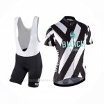 2017 Ropa Ciclismo Mujer Bianchi Negro Blanco Mangas Corta y Culotte Corto