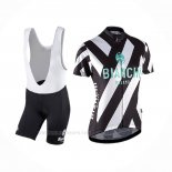 2017 Ropa Ciclismo Mujer Bianchi Negro Blanco Mangas Corta y Culotte Corto