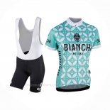 2017 Ropa Ciclismo Mujer Bianchi Verde Blanco Mangas Corta y Culotte Corto