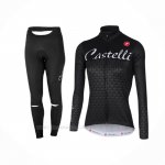 2017 Ropa Ciclismo Mujer Castelli Negro Mangas Largas y Culotte Lunga