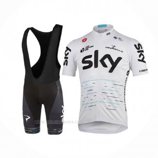 2017 Ropa Ciclismo Sky Blanco Mangas Corta y Culotte Corto