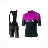 2019 Ropa Ciclismo Castelli Ineos Negro Violeta Mangas Corta y Culotte Corto