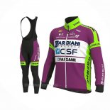 2020 Ropa Ciclismo Bardiani Csf Faizane Violeta Verde Mangas Largas y Culotte Lunga