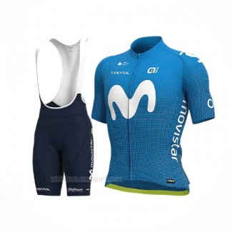 2020 Ropa Ciclismo Movistar Blanco Azul Mangas Corta y Culotte Corto