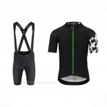 2021 Ropa Ciclismo Assos Negro Blanco Verde Mangas Corta y Culotte Corto