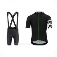 2021 Ropa Ciclismo Assos Negro Blanco Verde Mangas Corta y Culotte Corto