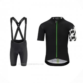 2021 Ropa Ciclismo Assos Negro Blanco Verde Mangas Corta y Culotte Corto