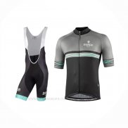 2021 Ropa Ciclismo Bianchi Gris Mangas Corta y Culotte Corto
