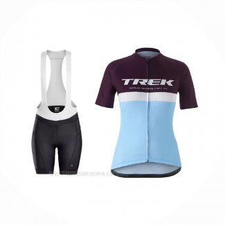 2021 Ropa Ciclismo Mujer Trek Azul Claro Mangas Corta y Culotte Corto