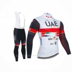 2021 Ropa Ciclismo UAE Blanco Mangas Largas y Culotte Lunga