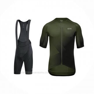 2022 Ropa Ciclismo Gore Verde Negro Mangas Corta y Culotte Corto