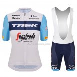 2023 Ropa Ciclismo Mujer Trek Blanco Azul Claro Mangas Cortas y Culotte Corto
