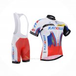 2015 Ropa Ciclismo Katusha Blanco Rojo Mangas Corta y Culotte Corto