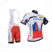 2015 Ropa Ciclismo Katusha Blanco Rojo Mangas Corta y Culotte Corto