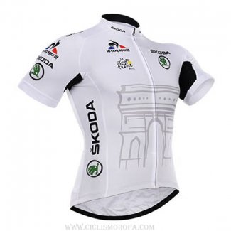 2015 Ropa Ciclismo Tour De France Blanco Mangas Corta y Culotte Corto