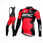 2016 Ropa Ciclismo BMC Negro Rojo Mangas Largas y Culotte Lunga