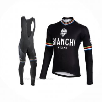 2017 Ropa Ciclismo Bianchi Milano Ml Negro Mangas Largas y Culotte Lunga