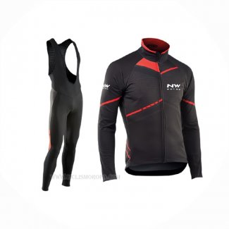2017 Ropa Ciclismo Northwave Ml Negro Rojo Mangas Largas y Culotte Lunga