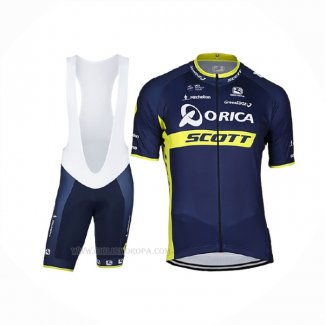 2017 Ropa Ciclismo Orica Scott Azul Mangas Corta y Culotte Corto