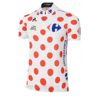 2017 Ropa Ciclismo Tour De France Blanco Rojo Mangas Corta y Culotte Corto
