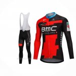 2018 Ropa Ciclismo BMC Rojo Negro Mangas Largas y Culotte Lunga