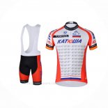 2018 Ropa Ciclismo Katusha Blanco Rojo Mangas Corta y Culotte Corto