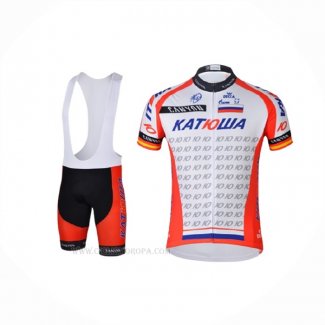 2018 Ropa Ciclismo Katusha Blanco Rojo Mangas Corta y Culotte Corto