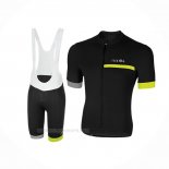 2018 Ropa Ciclismo RH+ Negro Gris Amarillo Mangas Corta y Culotte Corto