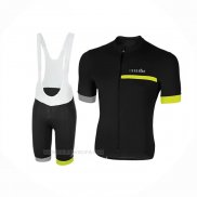 2018 Ropa Ciclismo RH+ Negro Gris Amarillo Mangas Corta y Culotte Corto