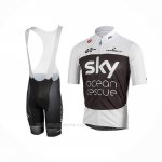 2018 Ropa Ciclismo Sky Blanco Negro Mangas Corta y Culotte Corto(1)