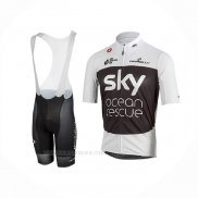 2018 Ropa Ciclismo Sky Blanco Negro Mangas Corta y Culotte Corto(1)