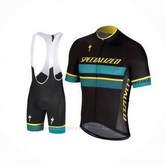 2018 Ropa Ciclismo Specialized Negro Azul Amarillo Mangas Corta y Culotte Corto