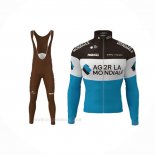 2019 Ropa Ciclismo Ag2r La Mondiale Negro Blanco Azul Mangas Largas y Culotte Lunga